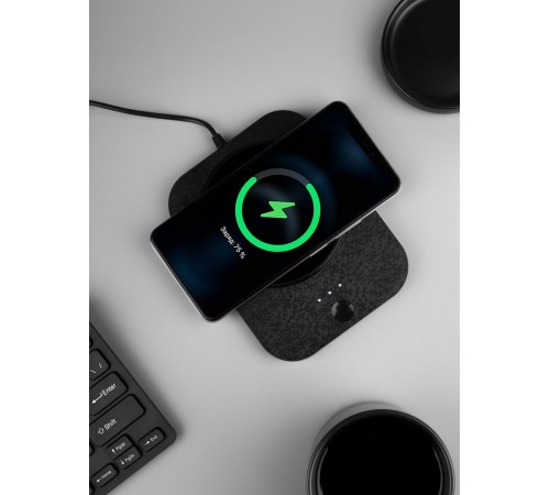 Кружка с подогревом и беспроводной зарядкой Dual Base Plus, черная