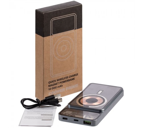 Магнитный беспроводной аккумулятор Cooper Prime 10000 мАч, темно-серый
