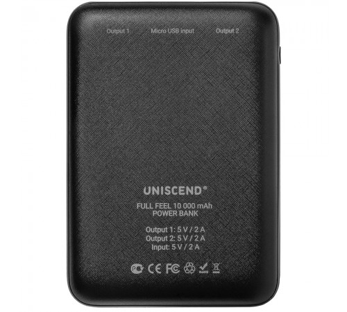 Внешний аккумулятор Uniscend Full Feel 10000 мАч с индикатором, черный
