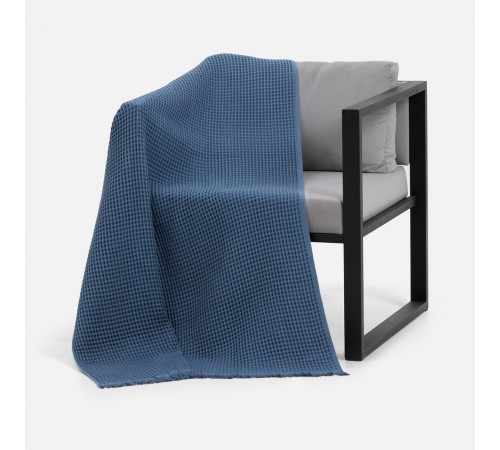 Плед вафельный Elenglect, темно-синий