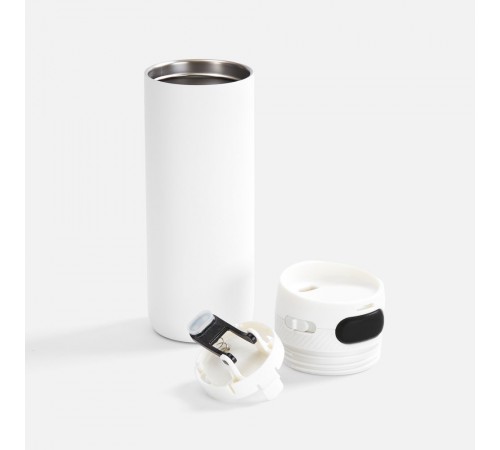 Термостакан X1 с цветной кнопкой, белый с черным