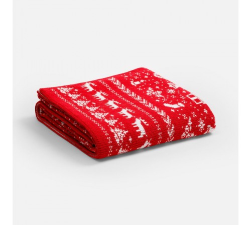 Плед Holidale, красный с молочным