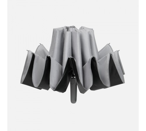 Зонт обратного сложения с ручкой-карабином Foldberry, серый