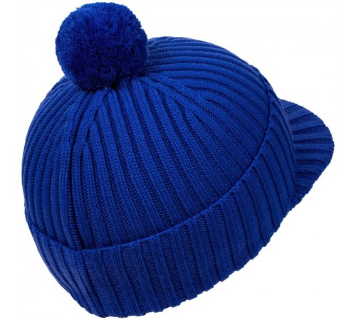 Вязаная шапка с козырьком Peaky, синяя (василек)