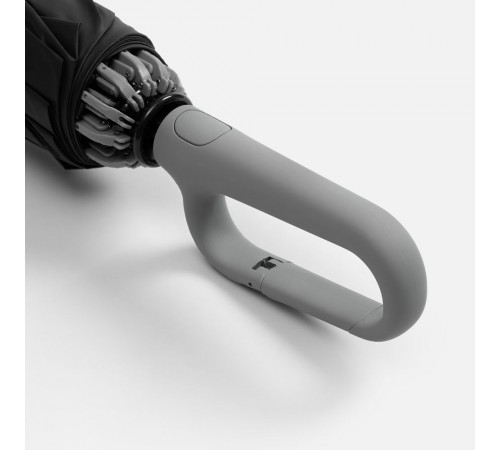 Зонт обратного сложения с ручкой-карабином Foldberry, серый