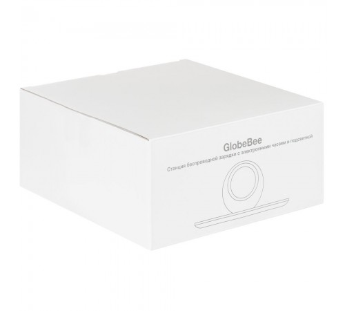Станция беспроводной зарядки с часами и подсветкой GlobeBee, белая