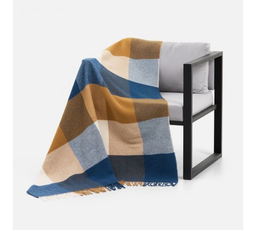 Плед Fleco, синий с коричневым