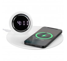 Станция беспроводной зарядки с часами и подсветкой GlobeBee, белая