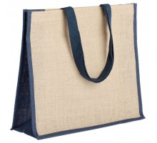 Холщовая сумка для покупок Bagari с синей отделкой