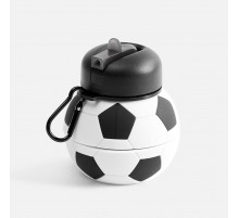 Складная бутылка для воды Football Flex, белая с черным