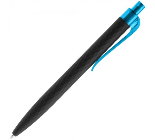 Ручка шариковая Prodir QS01 PRT-T Soft Touch, черная с голубым
