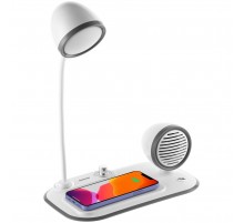 Лампа с колонкой и беспроводной зарядкой Flashback, белая