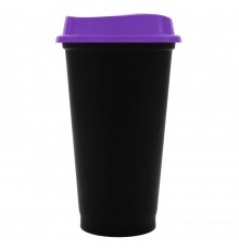 Стакан с крышкой Color Cap Black, черный с фиолетовым