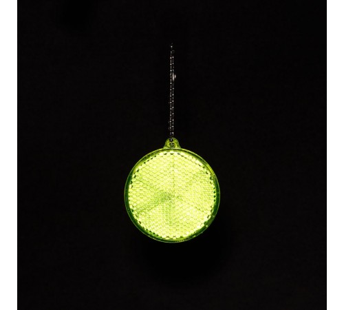 Пешеходный светоотражатель с цепочкой «Круг», неон-желтый