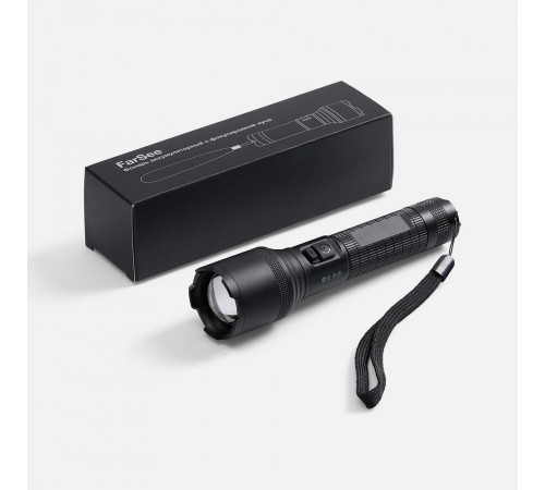 Фонарь аккумуляторный с фокусировкой луча FarSee, черный