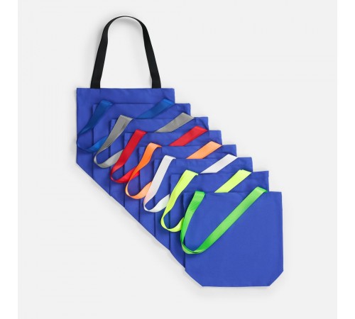 Шопер B5, синий с широкими белыми ручками