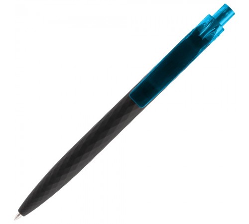 Ручка шариковая Prodir QS01 PRT-T Soft Touch, черная с голубым