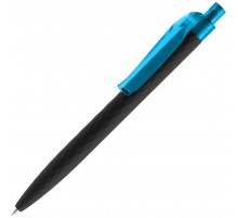 Ручка шариковая Prodir QS01 PRT-T Soft Touch, черная с голубым