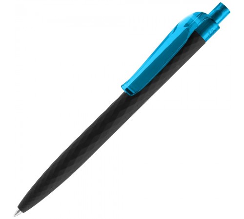 Ручка шариковая Prodir QS01 PRT-T Soft Touch, черная с голубым