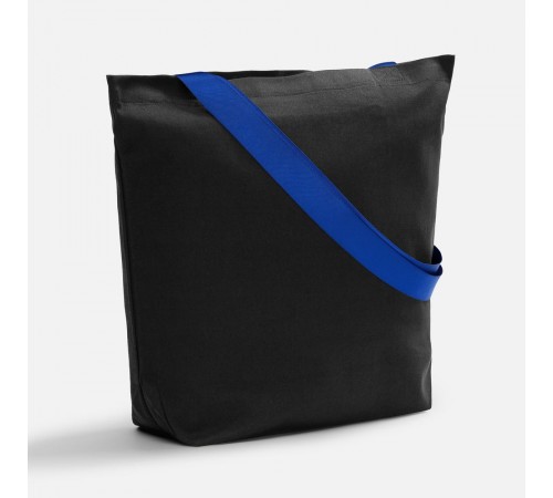 Шопер B5, черный с широкими синими ручками