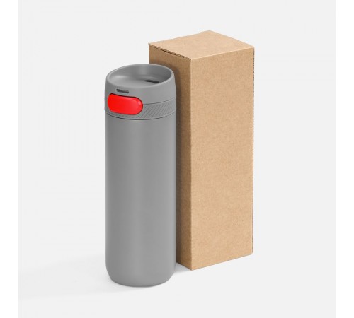 Термостакан X1 с цветной кнопкой, серый с красным