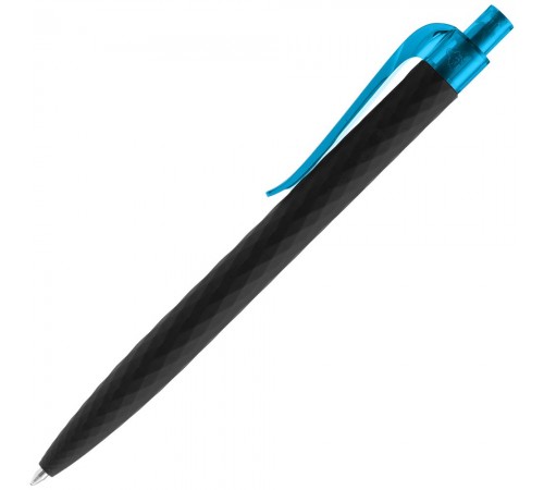 Ручка шариковая Prodir QS01 PRT-T Soft Touch, черная с голубым