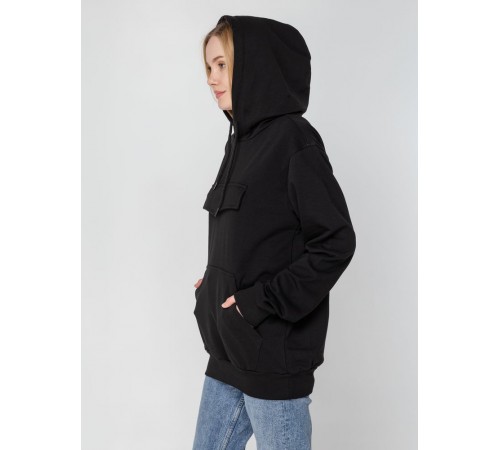 Худи унисекс с карманом на груди Chest Pocket, черное