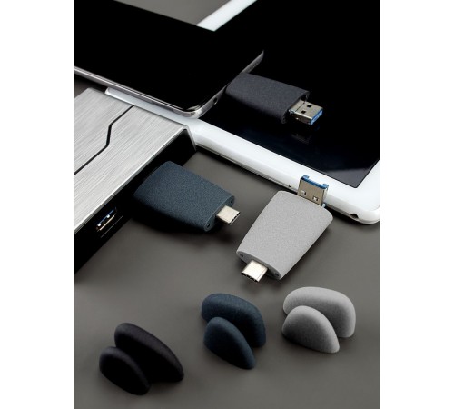 Флешка Pebble Universal, USB 3.0, серо-синяя, 32 Гб