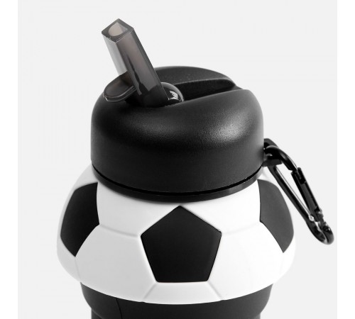 Складная бутылка для воды Football Flex, белая с черным