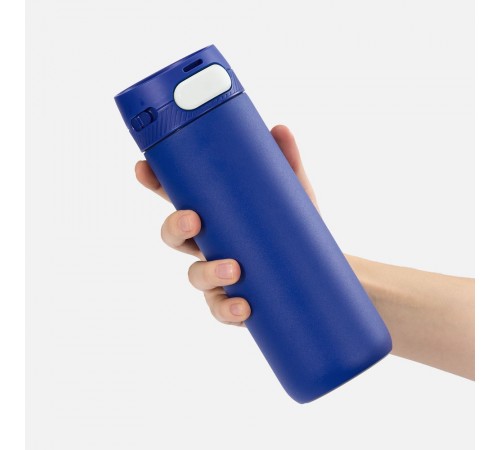 Термостакан X1 с цветной кнопкой, синий с белым