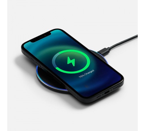 Беспроводное зарядное устройство с подсветкой Lightcore, черное