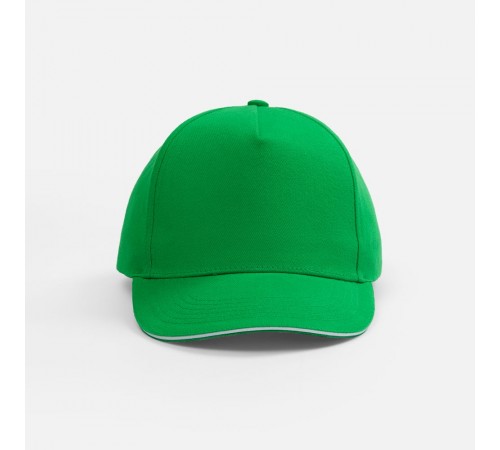 Бейсболка Classic 2.0, ярко-зеленая с белым кантом