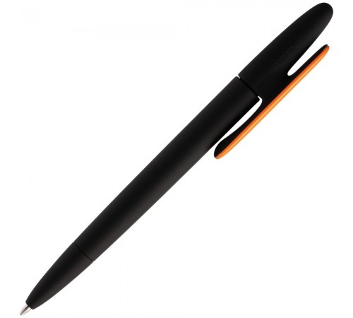 Ручка шариковая Prodir DS5 TRR-P Soft Touch, черная с оранжевым