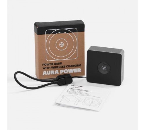 Внешний аккумулятор с беспроводной зарядкой Aura Power 5000 мАч, серый