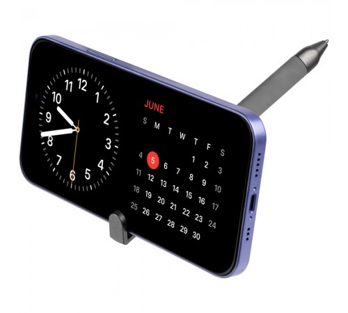 Ручка шариковая Standic с подставкой для телефона, серая