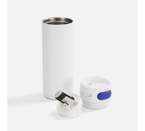 Термостакан X1 с цветной кнопкой, белый с синим