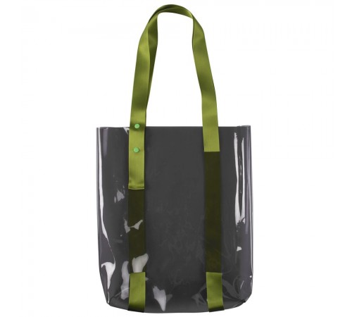 Шопер Clear Fest, прозрачный серый с зелеными ручками