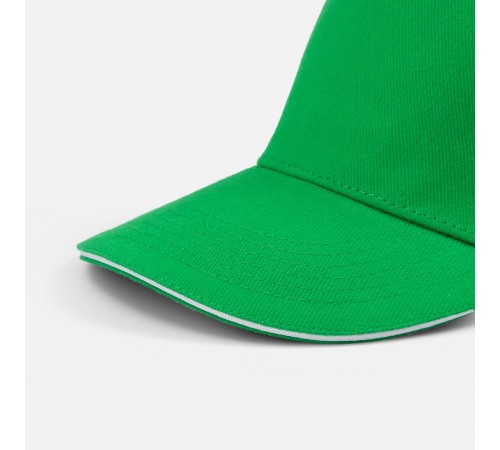 Бейсболка Classic 2.0, ярко-зеленая с белым кантом