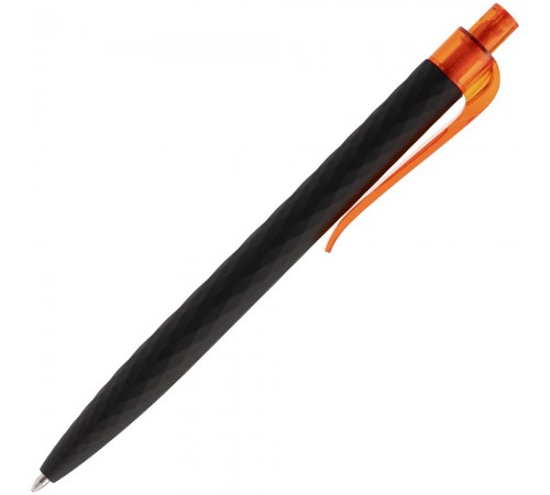 Ручка шариковая Prodir QS01 PRT-T Soft Touch, черная с оранжевым