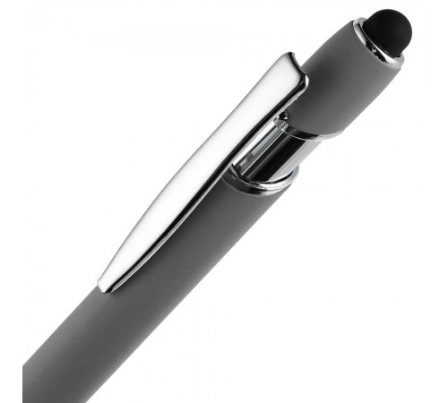 Ручка шариковая Pointer Soft Touch со стилусом, серая