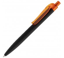 Ручка шариковая Prodir QS01 PRT-T Soft Touch, черная с оранжевым