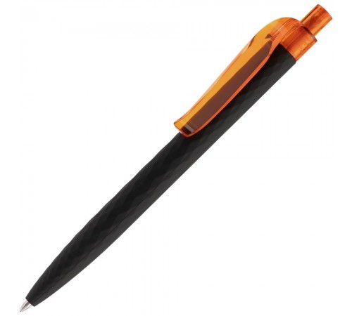 Ручка шариковая Prodir QS01 PRT-T Soft Touch, черная с оранжевым