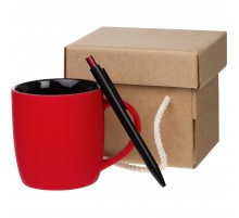 Набор Color Block: кружка и ручка, красный с черным