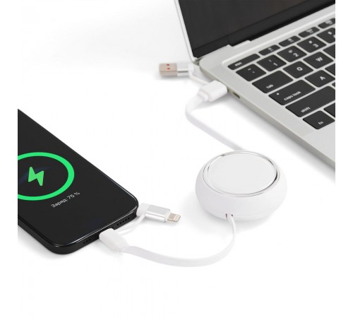 Складной кабель с переходниками pocketCoil, белый
