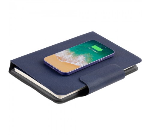 Органайзер с блокнотом и аккумулятором Oiro, синий