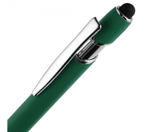 Ручка шариковая Pointer Soft Touch со стилусом, зеленая
