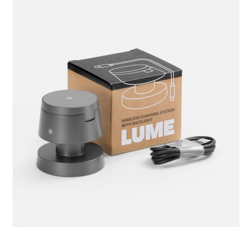 Станция беспроводной зарядки с подсветкой Lume, серая