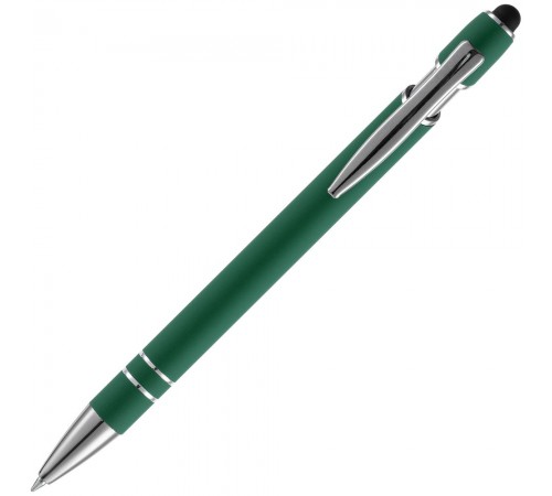 Ручка шариковая Pointer Soft Touch со стилусом, зеленая