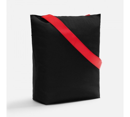 Шопер B5, черный с широкими красными ручками