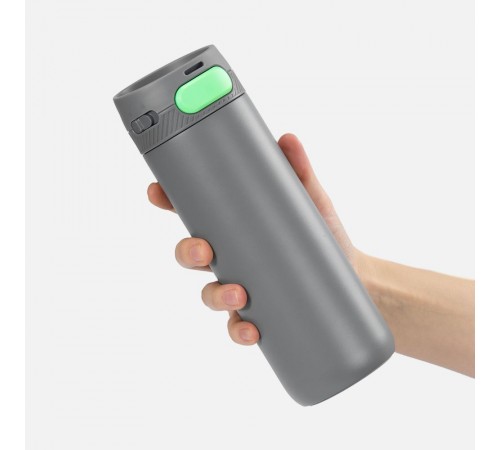 Термостакан X1 с цветной кнопкой, серый с зеленым